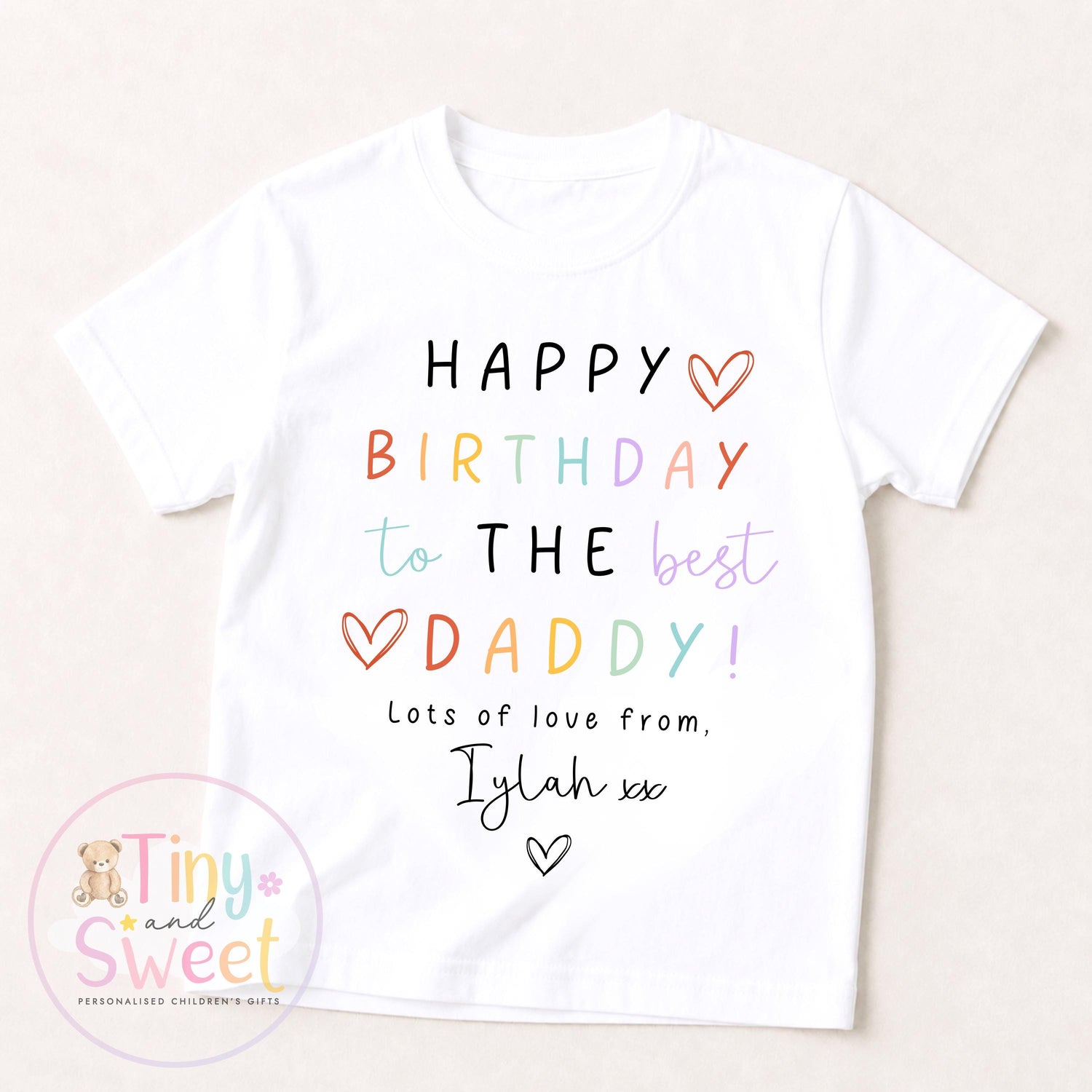 Best Daddy Happy Birthday Rainbow Personalised T-Shirt