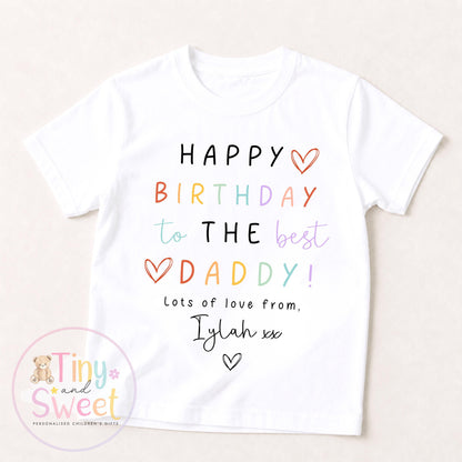 Best Daddy Happy Birthday Rainbow Personalised T-Shirt