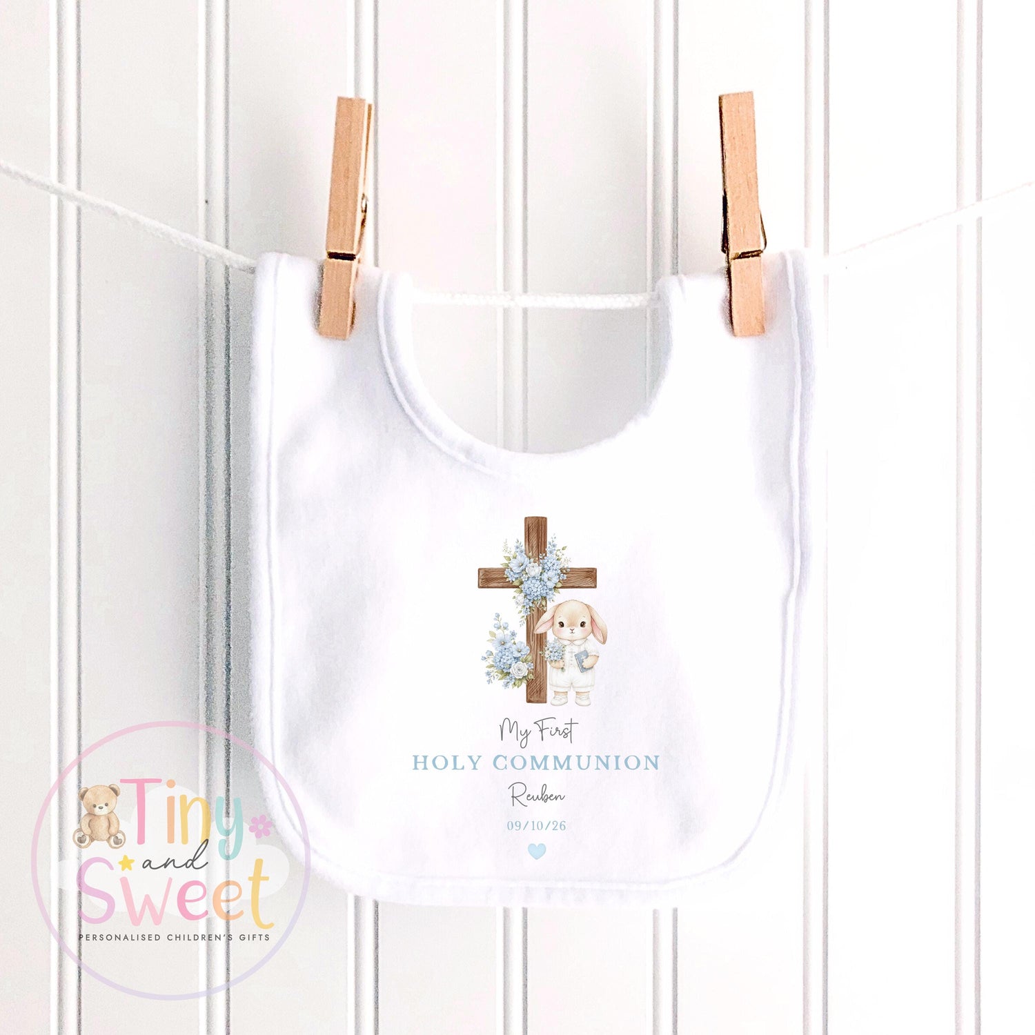 Personalised First Holy Communion Babygrow, Baptism Gift, Custom Baby Girl Christening Gift, Cotton Sleepsuit