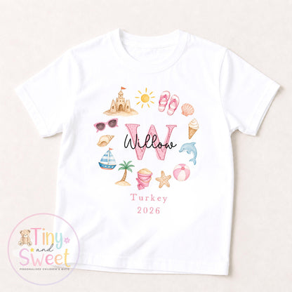 Personalised Holiday Sleepsuit, Kids Holiday Top, Boys holiday Outfit, Girls Airport Outfit, 1st Holiday, 1st Time Flyer, Abroad