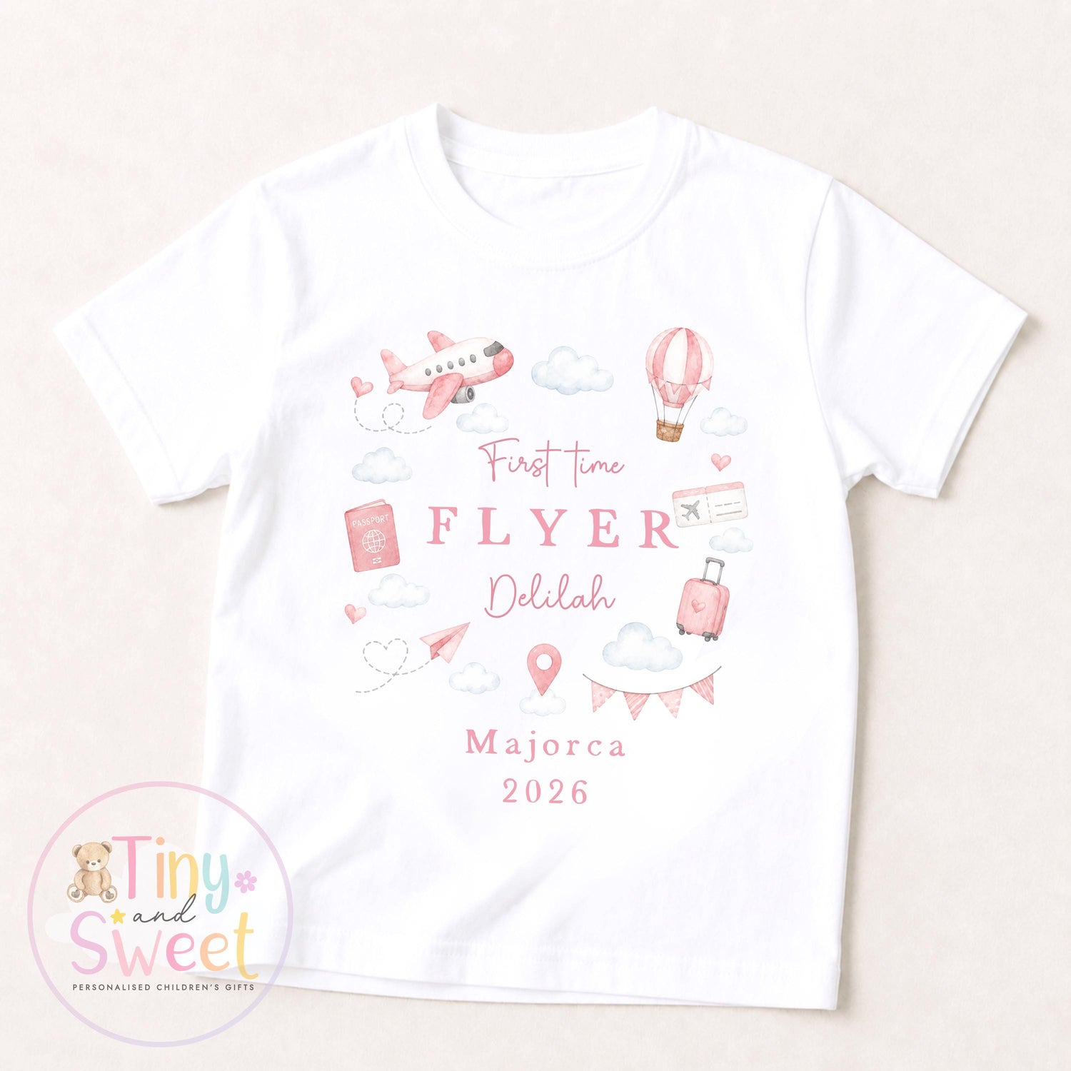 Personalised First Flight Baby Sleepsuit, First Time Flyer T Shirt, Baby’s First Holiday Outfit, Custom Babygrow Gift