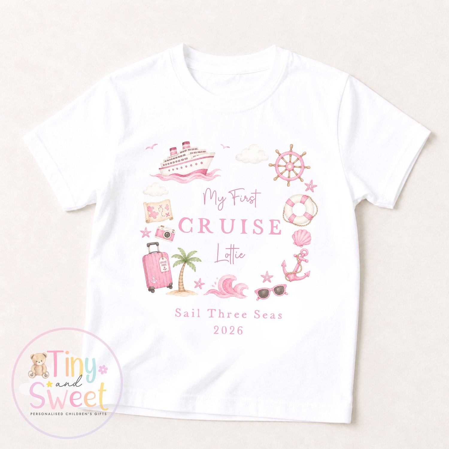 Personalised First Cruise T Shirt or Sleepsuit, First Time Cruiser Bodysuit, Baby’s First Holiday Outfit, Custom Cruise Sleepsuit Gift
