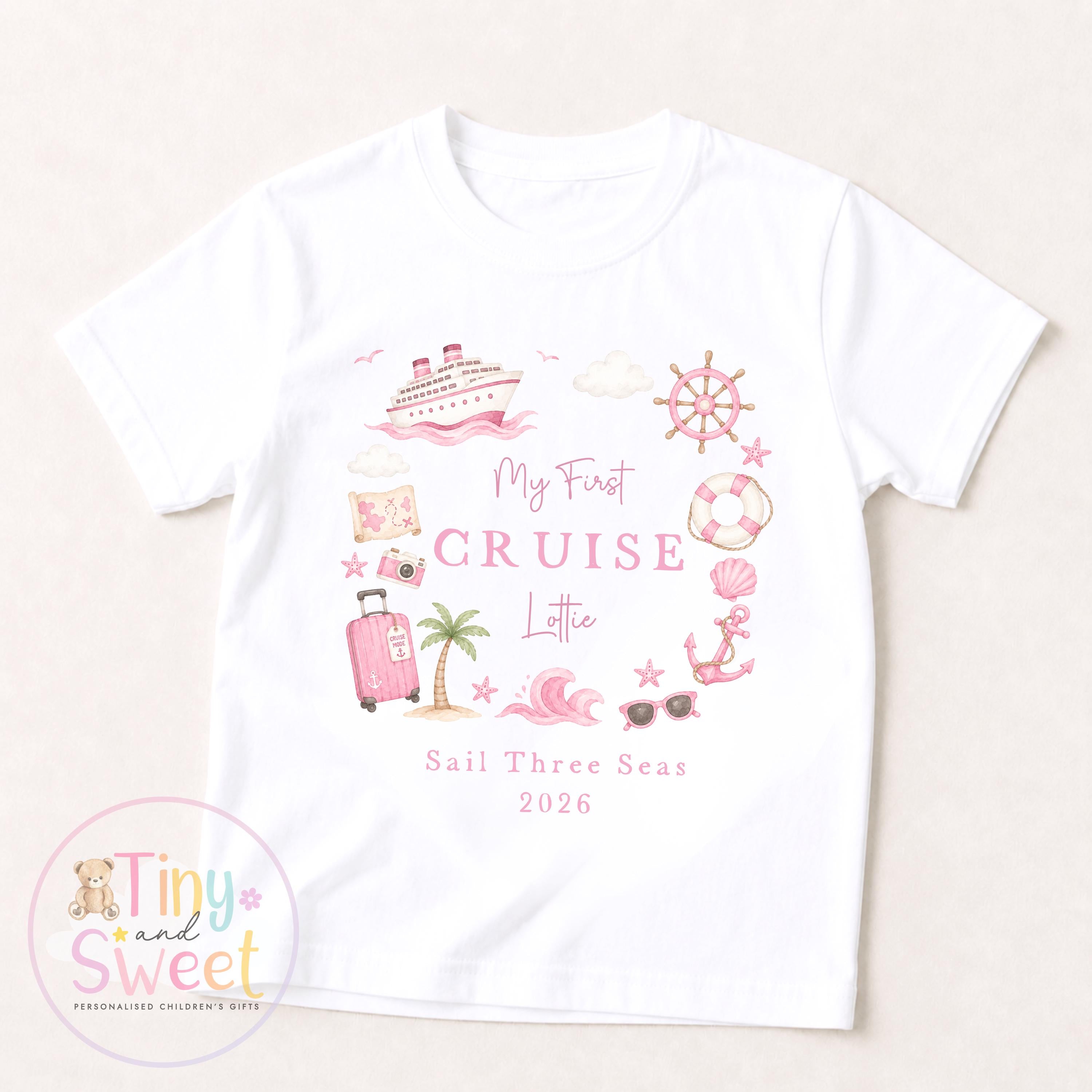 Personalised First Cruise T Shirt or Sleepsuit, First Time Cruiser Bodysuit, Baby’s First Holiday Outfit, Custom Cruise Sleepsuit Gift