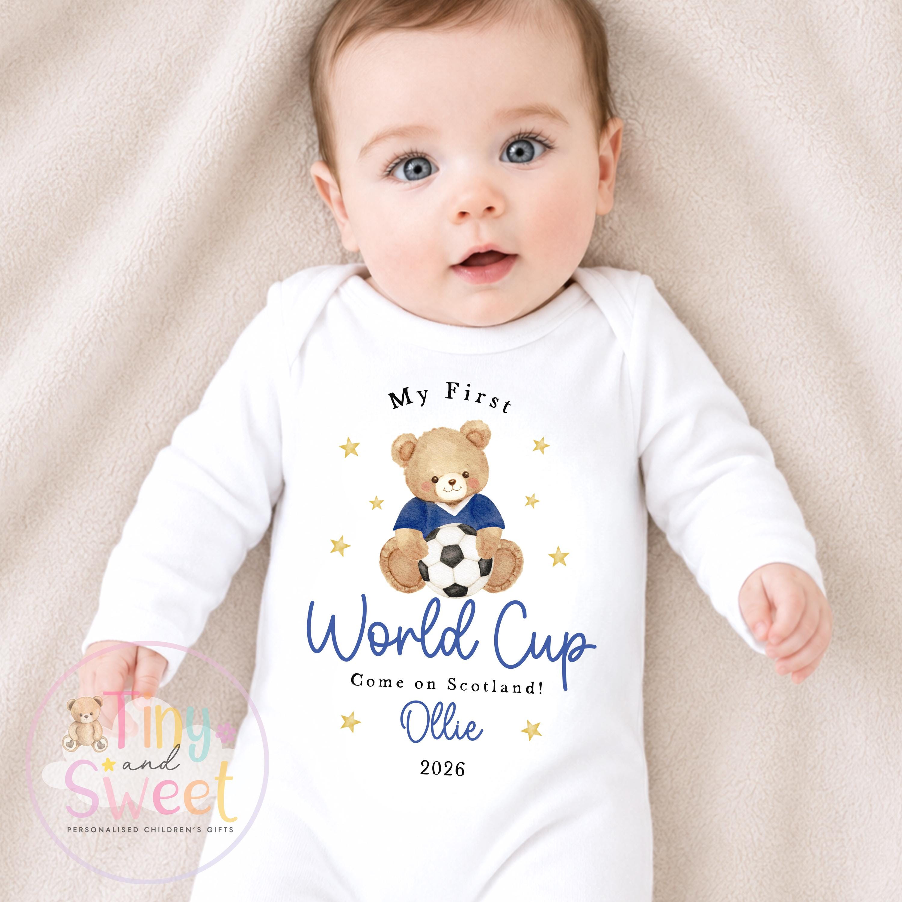 My First World Cup 2026 Baby Grow, Personalised England Baby Vest, Custom Name Football Fan Bodysuit, England Baby Gift