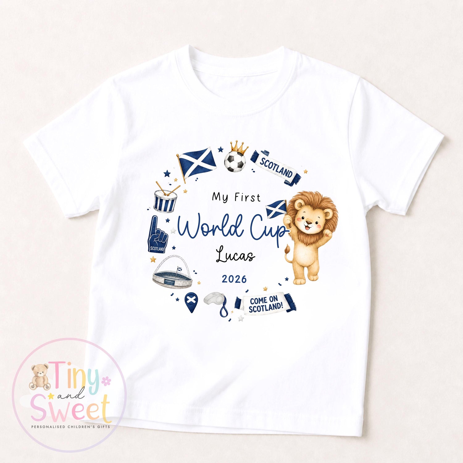 My First World Cup 2026 Baby T Shirt or Sleepsuit, Toddler Kids, Personalised Scotland Kids Football Shirt, Gift For Scotland World Cup