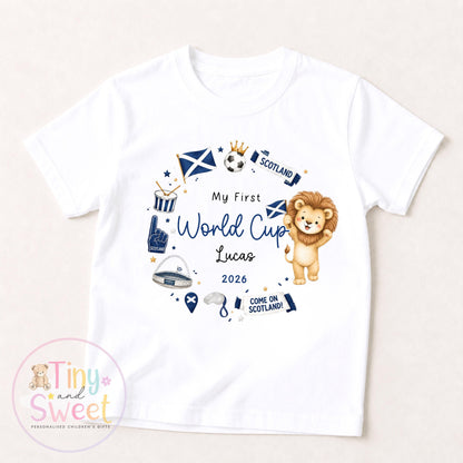 My First World Cup 2026 Baby T Shirt or Sleepsuit, Toddler Kids, Personalised Scotland Kids Football Shirt, Gift For Scotland World Cup