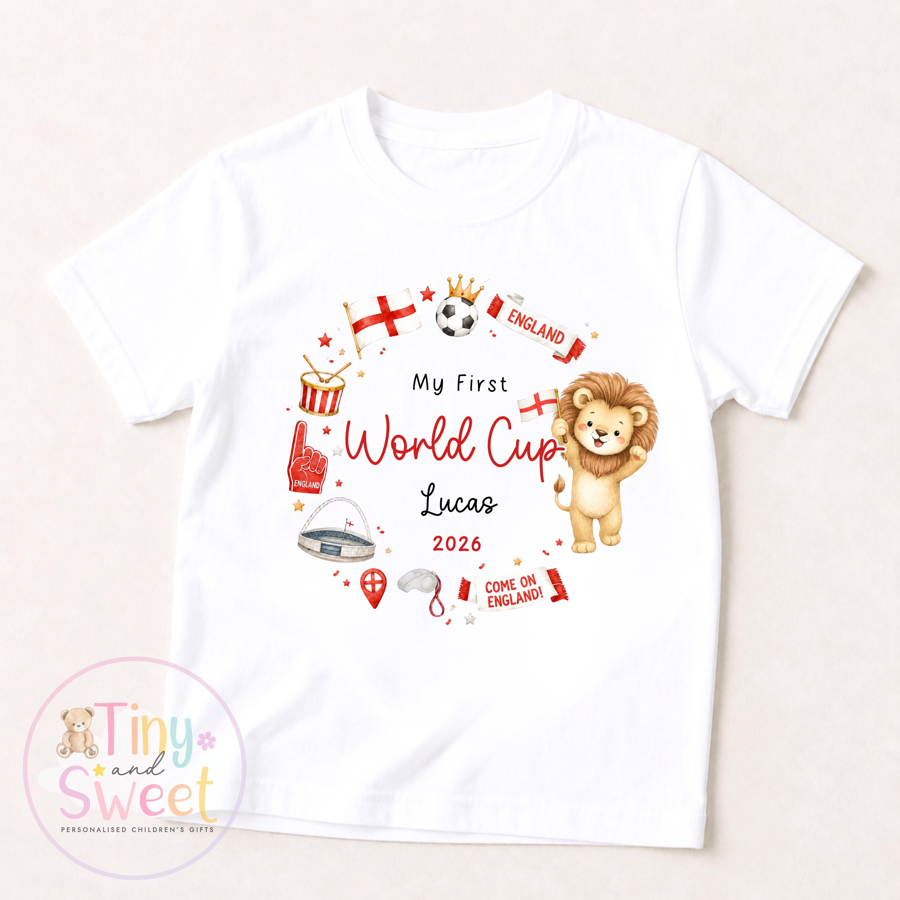 My First World Cup 2026 Baby Sleepsuit or Toddler T Shirt, Personalised England Kids Football Shirt, Gift For England World Cup, England Fan