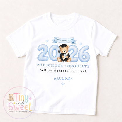 Personalised Nursery Graduation T Shirt, Boys &amp; Girls, Pre School Keepsake, Nursery Leavers T Shirt, Nursery Keepsake Leaver Gift