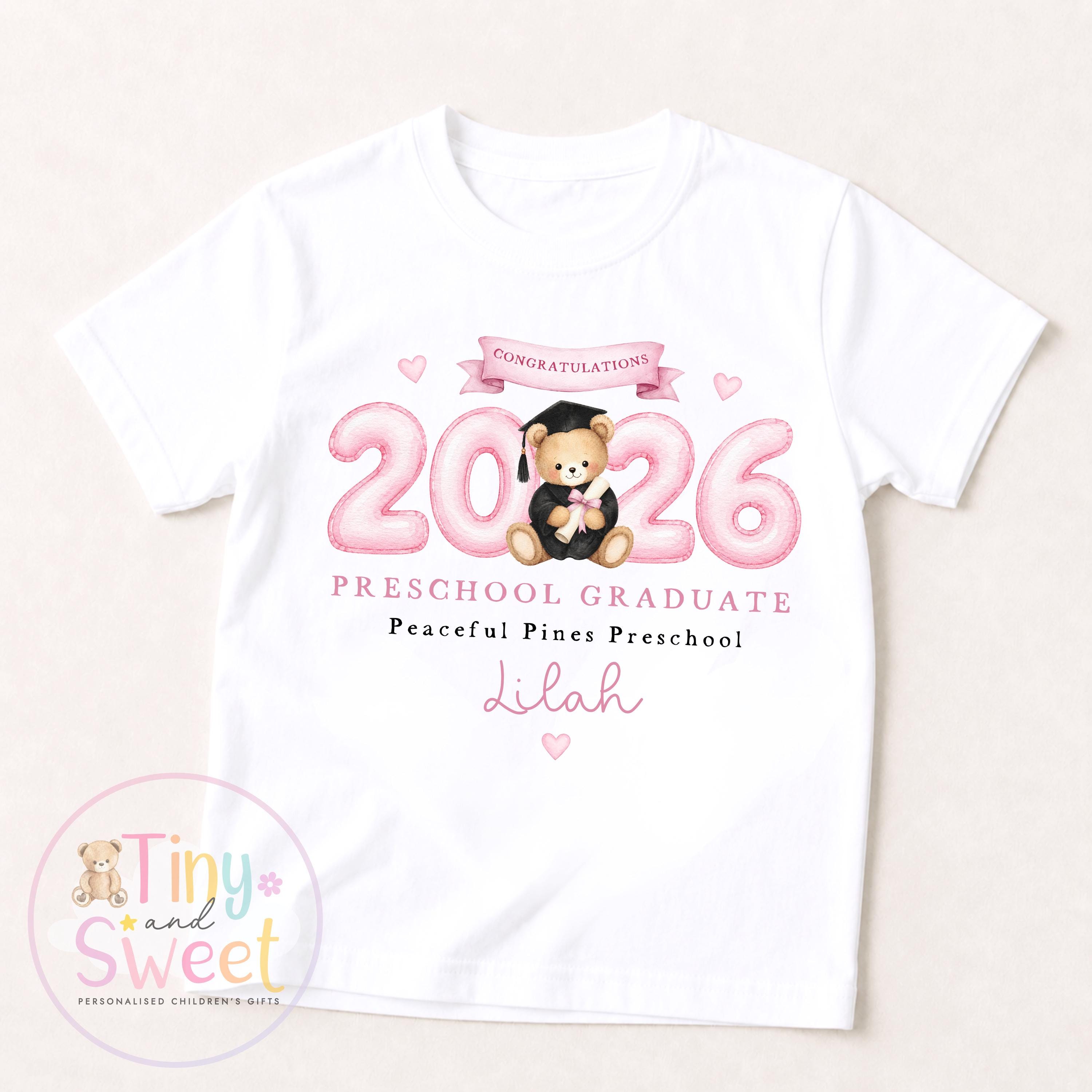 Personalised Nursery Graduation T Shirt, Boys &amp; Girls, Pre School Keepsake, Nursery Leavers T Shirt, Nursery Keepsake Leaver Gift