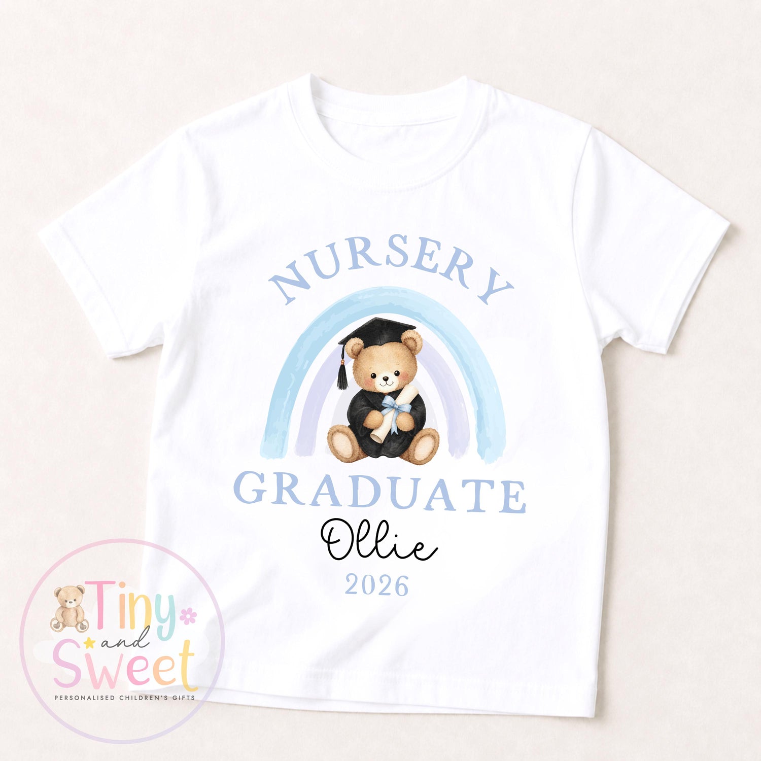 Personalised Nursery Graduation T Shirt, Boys &amp; Girls, Pre School Keepsake, Nursery Leavers T Shirt, Nursery Keepsake Leaver Gift