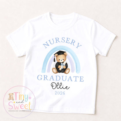 Personalised Nursery Graduation T Shirt, Boys &amp; Girls, Pre School Keepsake, Nursery Leavers T Shirt, Nursery Keepsake Leaver Gift