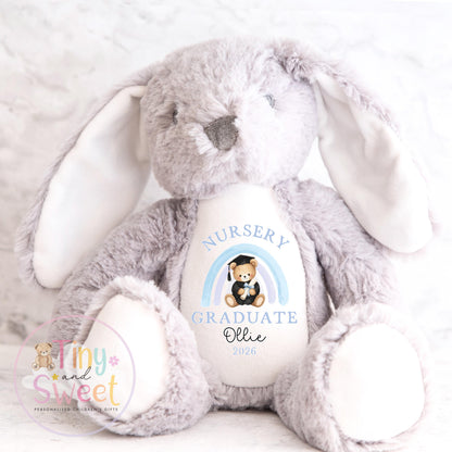Personalised Nursery Graduation Bunny, Nursery Graduation Teddy, Last Day of Nursery, School Leavers Gift, Preschool Graduation Gift