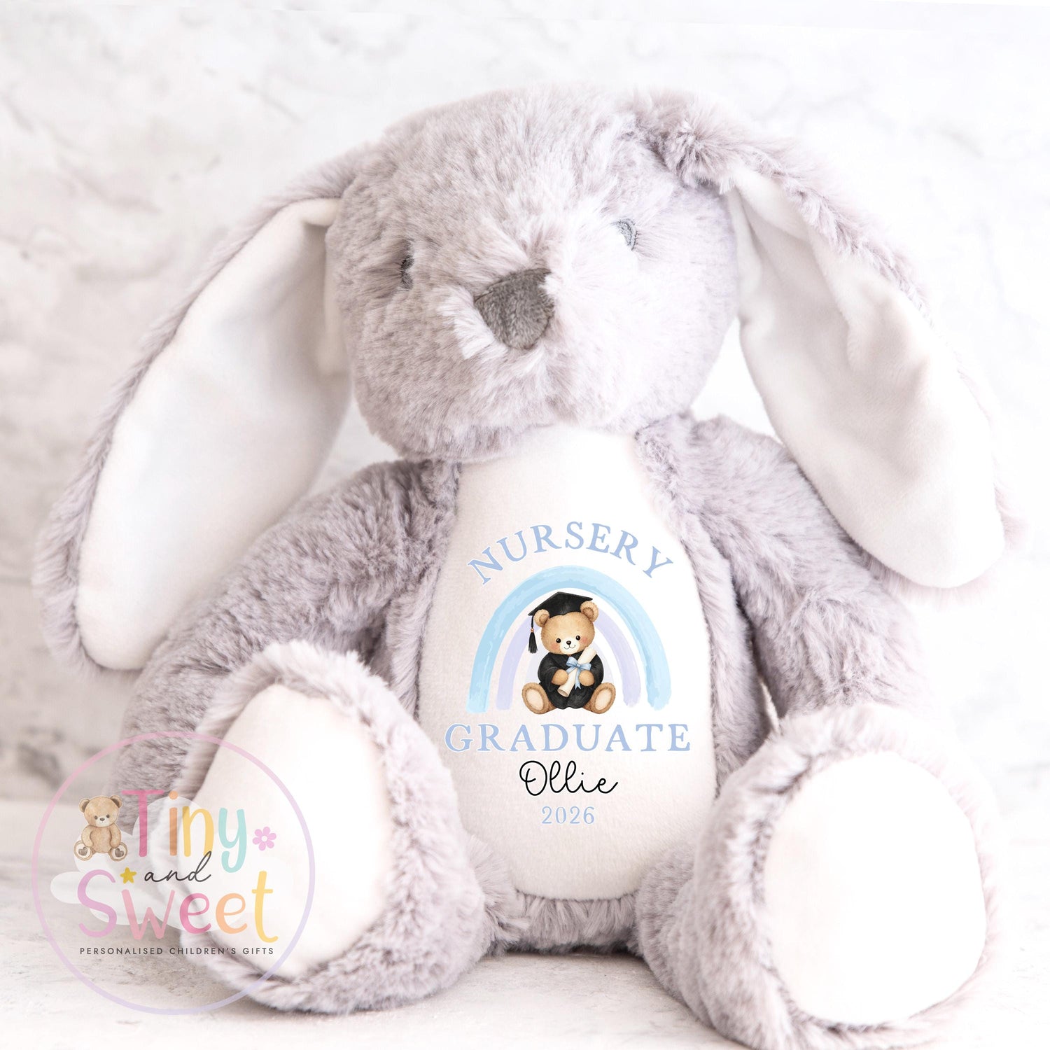 Personalised Nursery Graduation Bunny, Nursery Graduation Teddy, Last Day of Nursery, School Leavers Gift, Preschool Graduation Gift