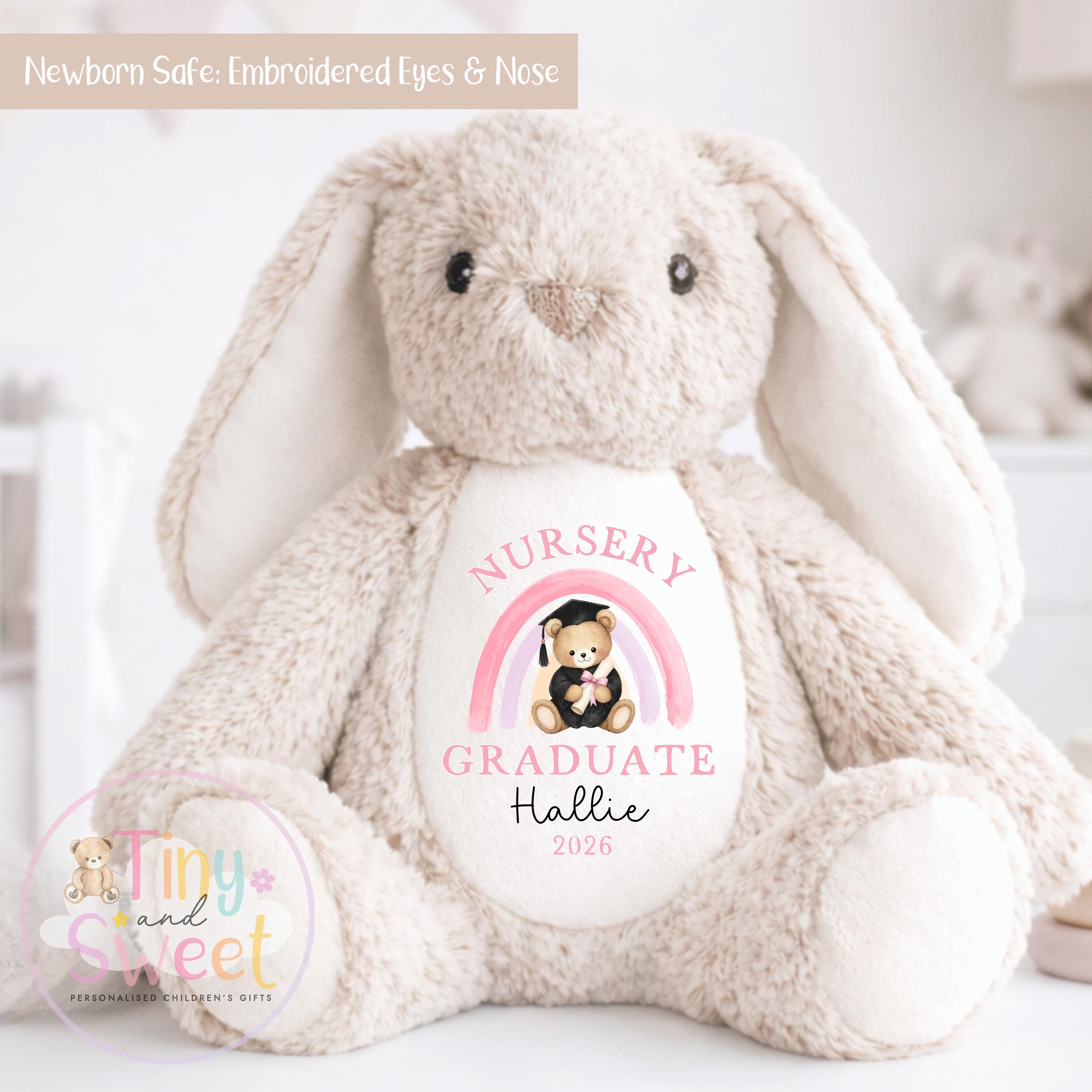 Personalised Nursery Graduation Bunny, Nursery Graduation Teddy, Last Day of Nursery, School Leavers Gift, Preschool Graduation Gift