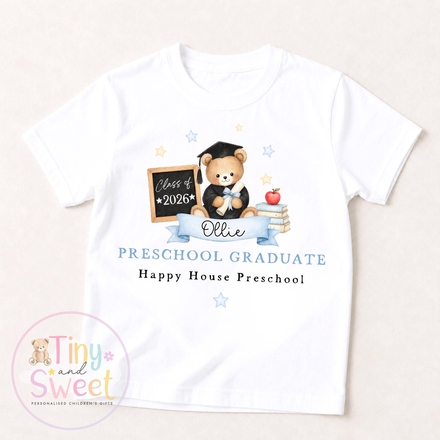 Personalised Nursery Graduation T Shirt, Boys &amp; Girls, Pre School Keepsake, Nursery Leavers T Shirt, Nursery Keepsake Leaver Gift
