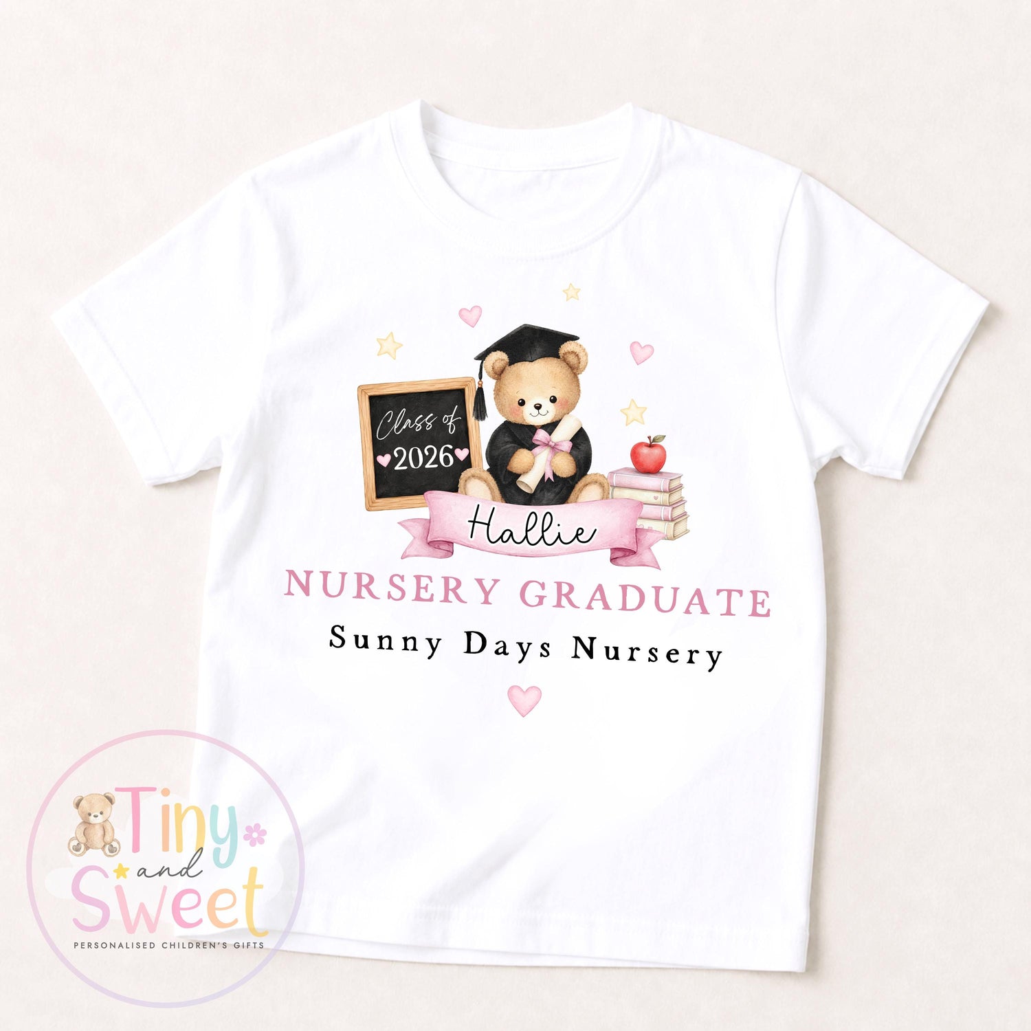 Personalised Nursery Graduation T Shirt, Boys &amp; Girls, Pre School Keepsake, Nursery Leavers T Shirt, Nursery Keepsake Leaver Gift