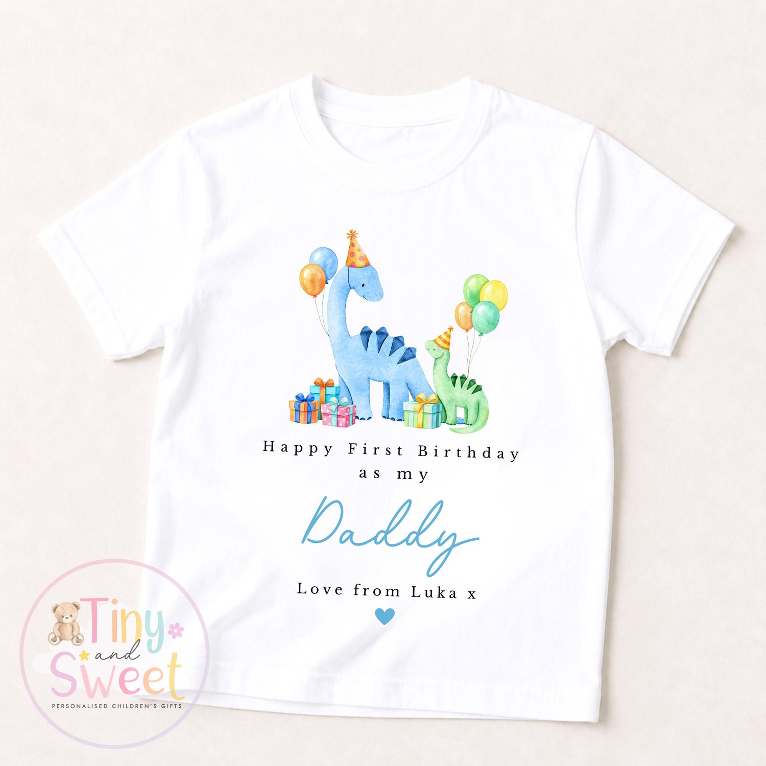 Happy First Birthday As My Daddy T Shirt - 1st Birthday As Daddy - Personalised Baby Boy Girl Gift - New Dad Present from Baby, Sleepsuit