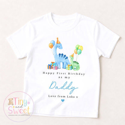 Happy First Birthday As My Daddy T Shirt - 1st Birthday As Daddy - Personalised Baby Boy Girl Gift - New Dad Present from Baby, Sleepsuit
