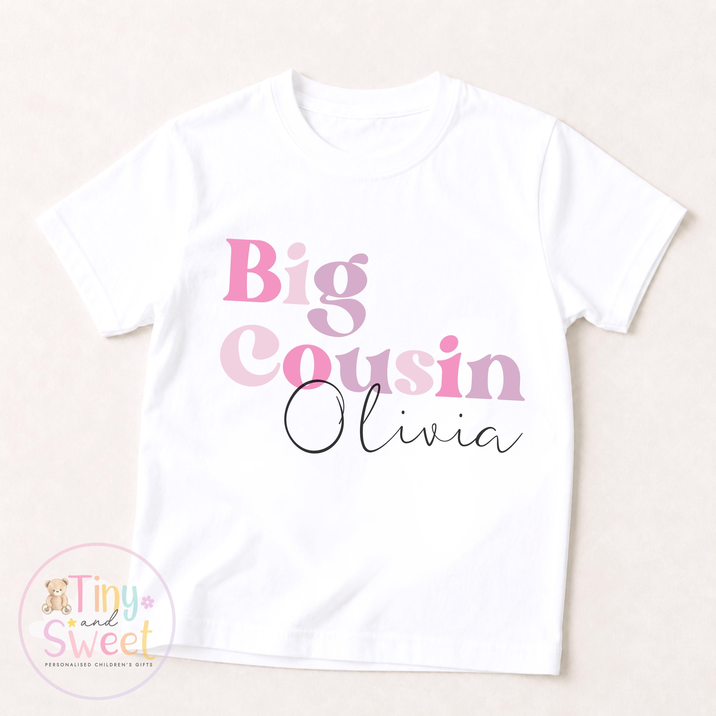 Adorable Pastel Big Cousin T-Shirt for Kids - Pregnancy Announcement Gift &amp; New Family Member Reveal
