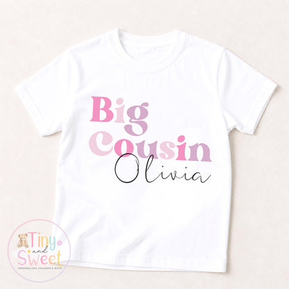 Adorable Pastel Big Cousin T-Shirt for Kids - Pregnancy Announcement Gift &amp; New Family Member Reveal