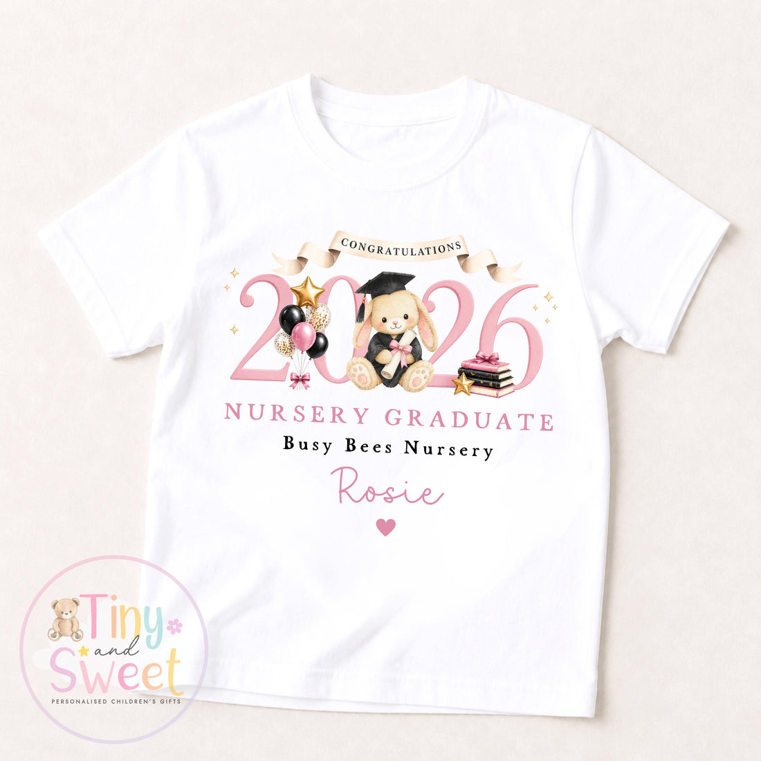 Personalised Nursery Graduation T Shirt, Boys &amp; Girls, Pre School Keepsake, Nursery Leavers T Shirt, Nursery Keepsake Leaver Gift