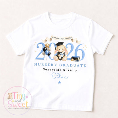 Personalised Nursery Graduation T Shirt, Boys &amp; Girls, Pre School Keepsake, Nursery Leavers T Shirt, Nursery Keepsake Leaver Gift