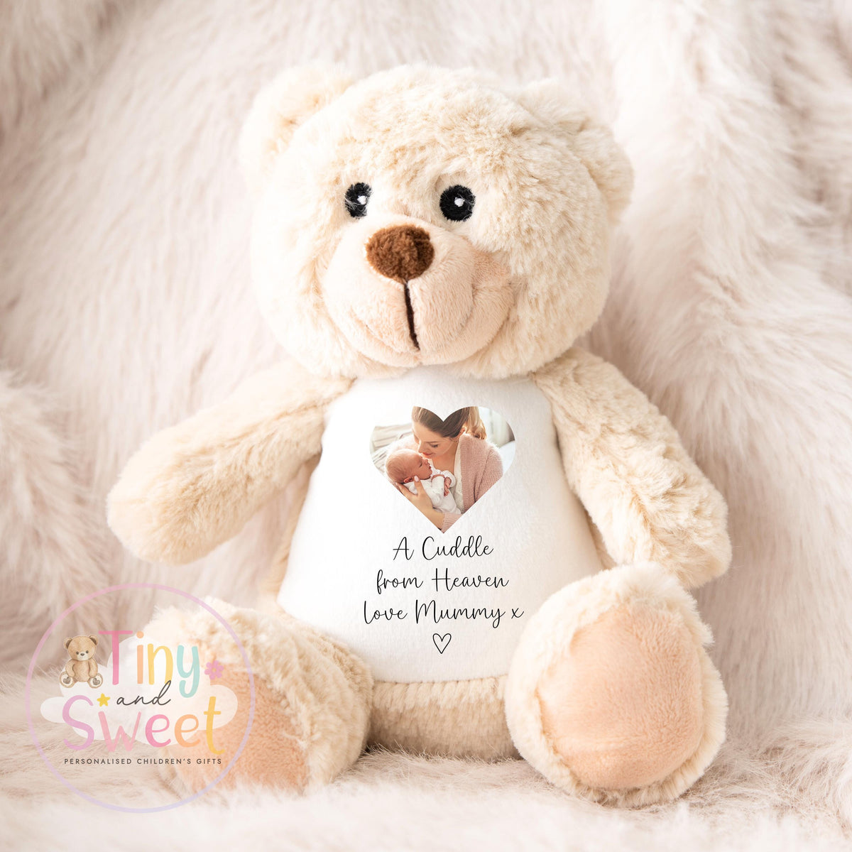 A Cuddle from Heaven , Memory Bunny Photo Keepsake, Remembrance Gift, Personalised Photo Soft Toy Keepsake