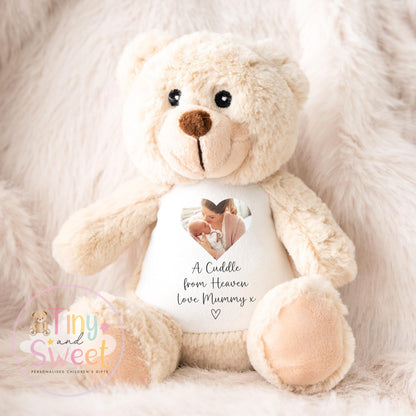 A Cuddle from Heaven , Memory Bunny Photo Keepsake, Remembrance Gift, Personalised Photo Soft Toy Keepsake