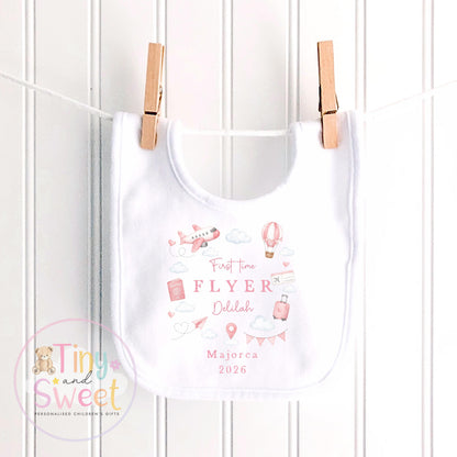 Personalised First Flight Baby Sleepsuit, First Time Flyer T Shirt, Baby’s First Holiday Outfit, Custom Babygrow Gift