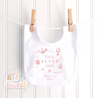 Personalised First Flight Baby T Shirt, First Time Flyer Sleepsuit, Baby’s First Holiday Outfit, Custom Babygrow Gift