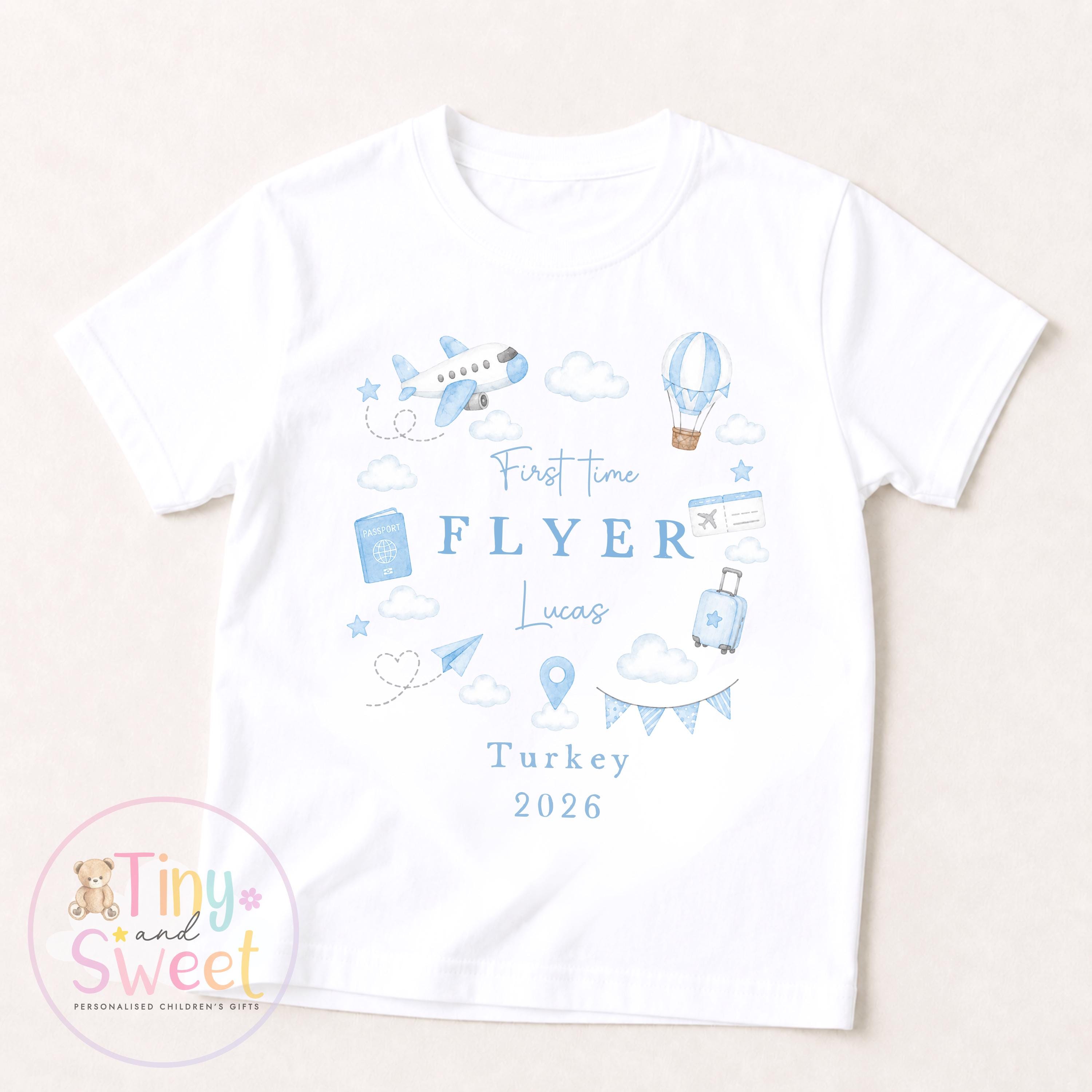 Personalised First Flight Baby Sleepsuit, First Time Flyer T Shirt, Baby’s First Holiday Outfit, Custom Babygrow Gift