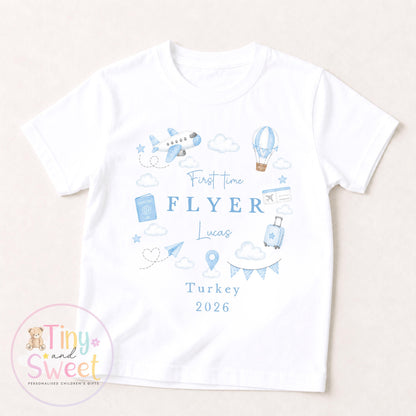 Personalised First Flight Baby T Shirt, First Time Flyer Sleepsuit, Baby’s First Holiday Outfit, Custom Babygrow Gift