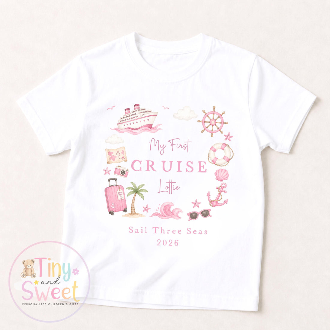 Personalised First Cruise T Shirt or Sleepsuit, First Time Cruiser Bodysuit, Baby’s First Holiday Outfit, Custom Cruise Sleepsuit Gift
