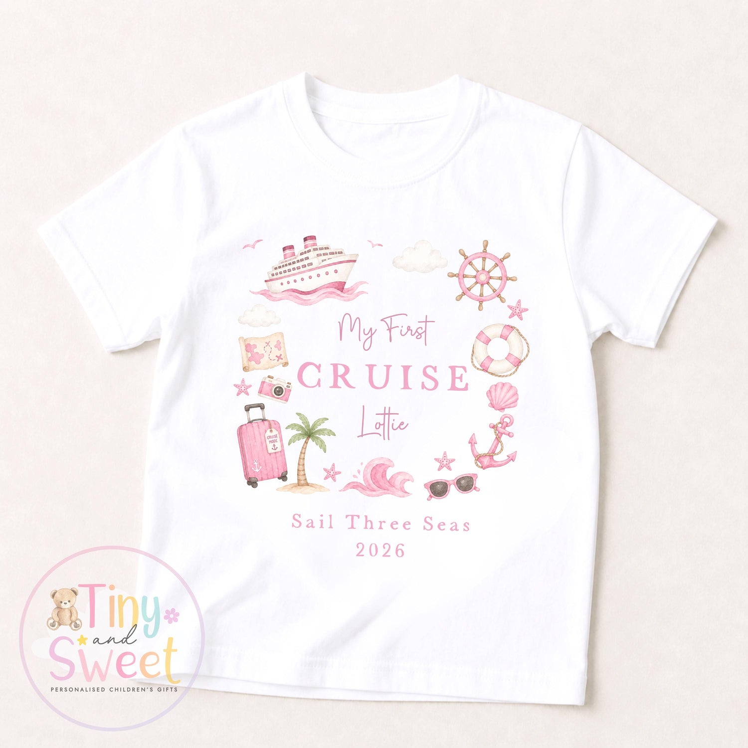 Personalised First Cruise T Shirt or Sleepsuit, First Time Cruiser Bodysuit, Baby’s First Holiday Outfit, Custom Cruise Sleepsuit Gift
