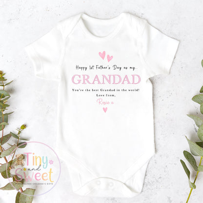 Fathers Day Grandad T Shirt, 1st Fathers Day As My Grandad, New Grandad Gift, Fathers Day, 1st Fathers Day Babygrow, Sleepsuit Babygrow