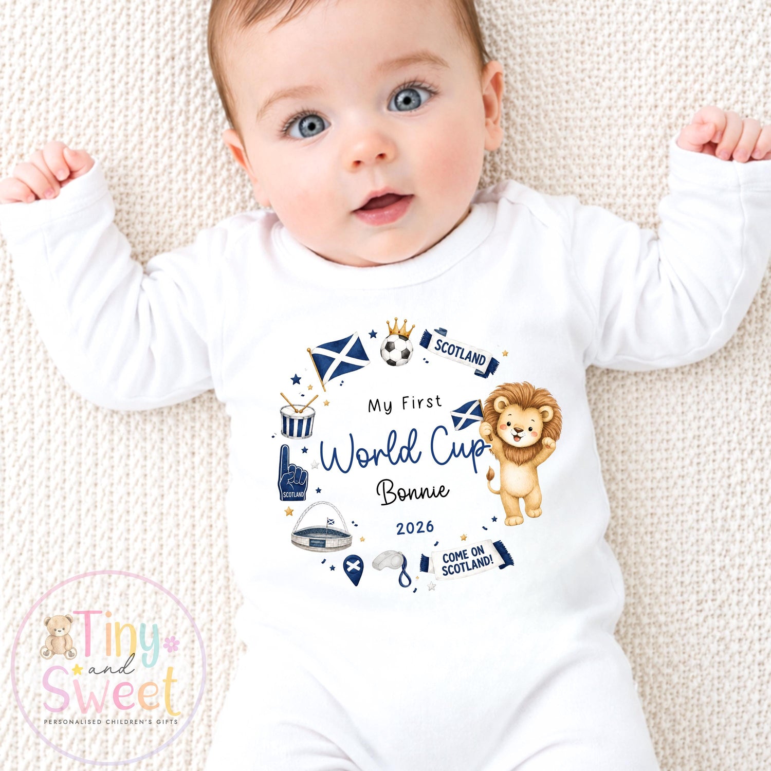 My First World Cup 2026 Baby T Shirt or Sleepsuit, Toddler Kids, Personalised Scotland Kids Football Shirt, Gift For Scotland World Cup