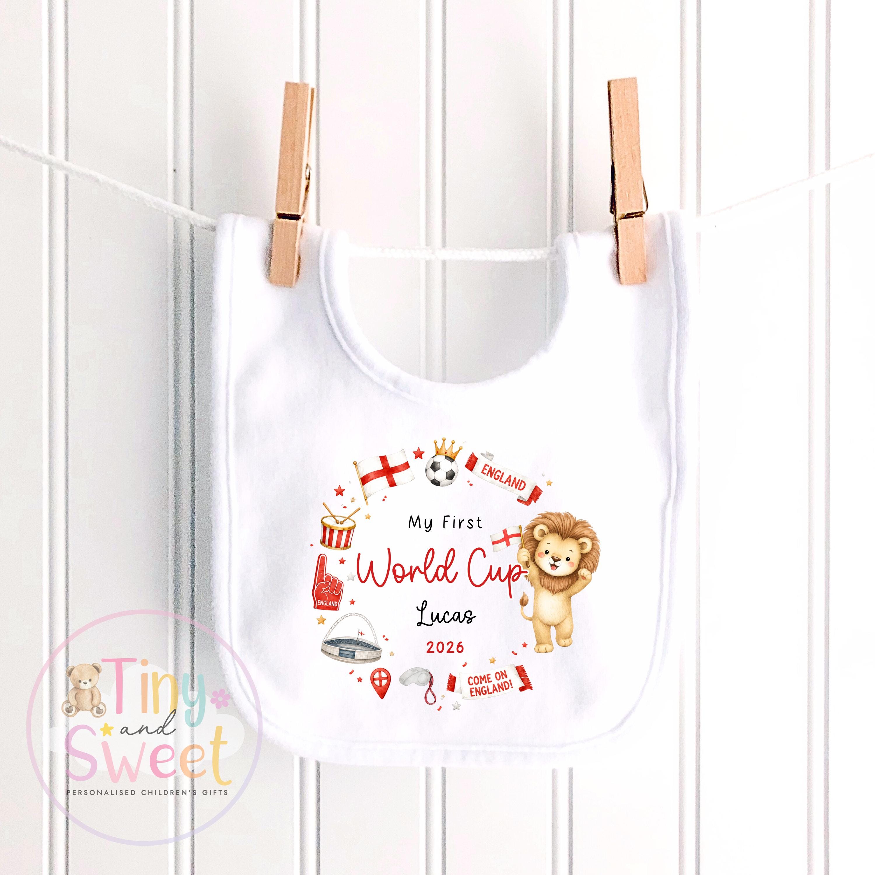 My First World Cup 2026 Baby Sleepsuit or Toddler T Shirt, Personalised England Kids Football Shirt, Gift For England World Cup, England Fan