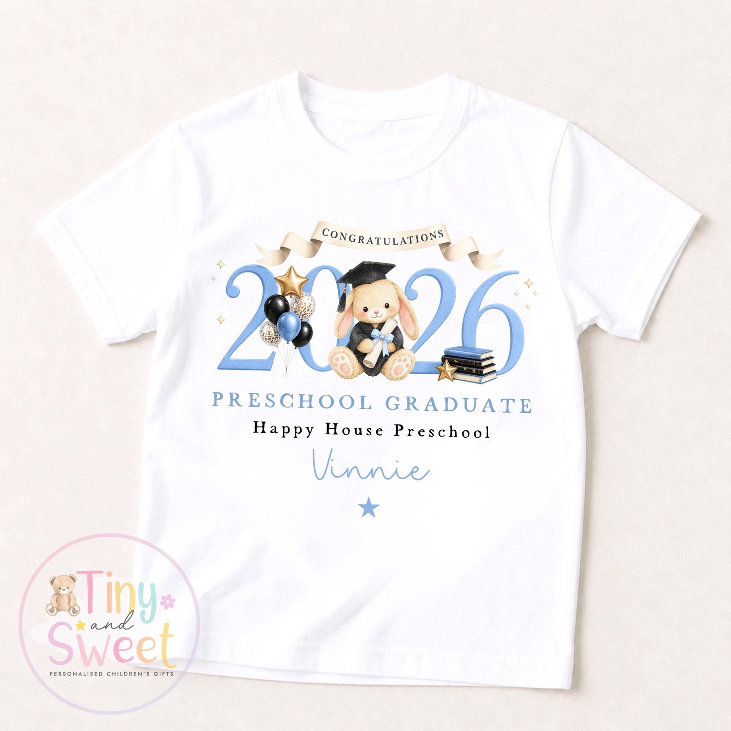 Personalised Nursery Graduation T Shirt, Boys &amp; Girls, Pre School Keepsake, Nursery Leavers T Shirt, Nursery Keepsake Leaver Gift