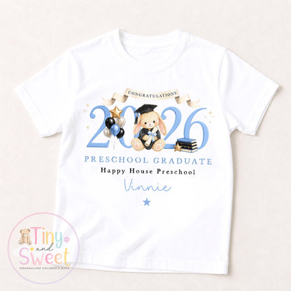Personalised Nursery Graduation T Shirt, Boys &amp; Girls, Pre School Keepsake, Nursery Leavers T Shirt, Nursery Keepsake Leaver Gift