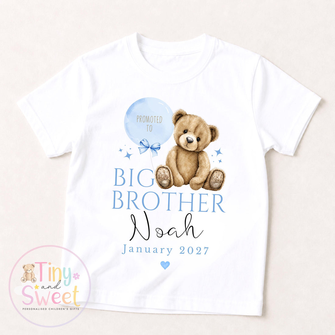 Personalised Big Brother T-Shirt – Custom Name Big Brother Outfit for Toddler – Pregnancy Announcement – New Baby Sibling Reveal Gift