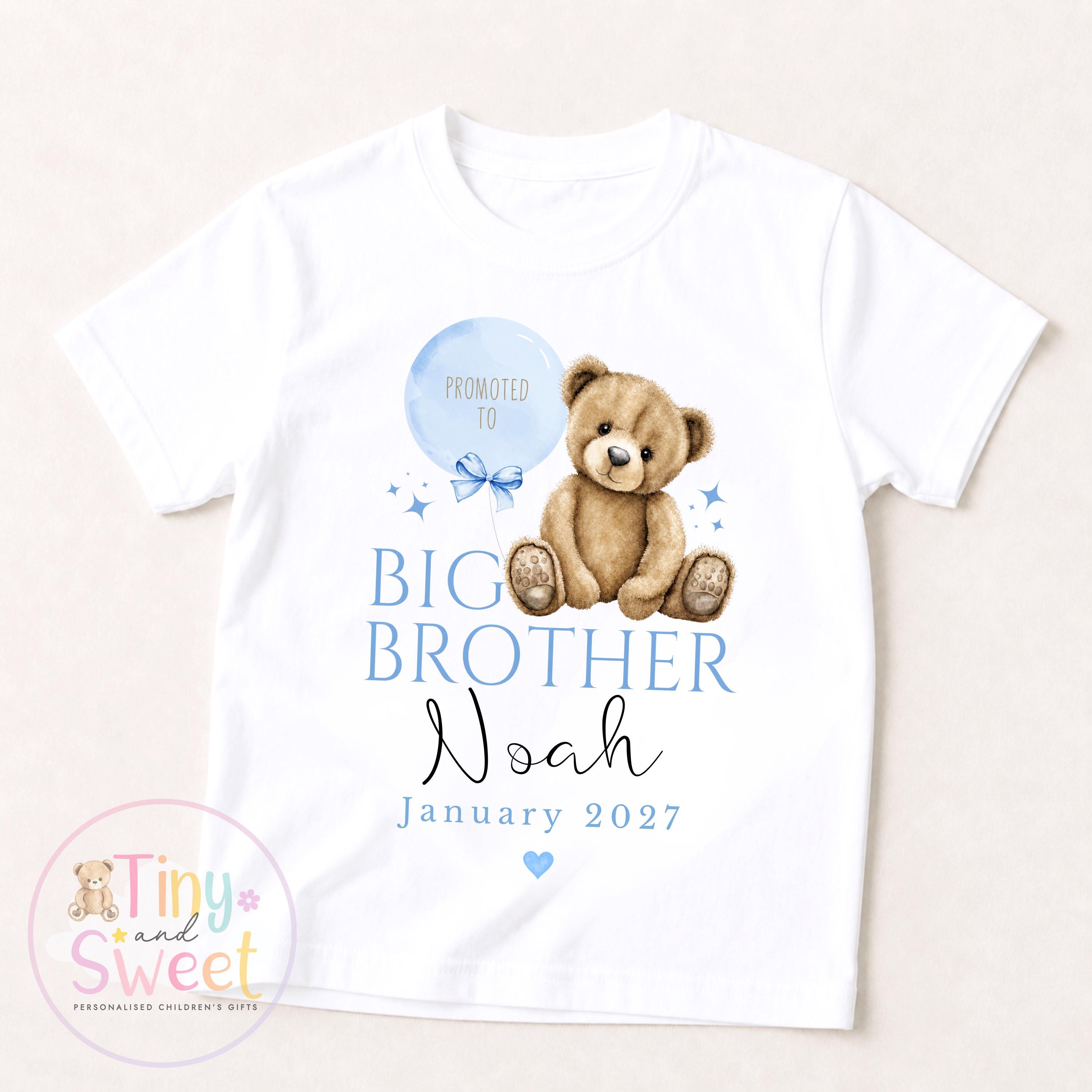 Personalised Big Brother T-Shirt – Custom Name Big Brother Outfit for Toddler – Pregnancy Announcement – New Baby Sibling Reveal Gift
