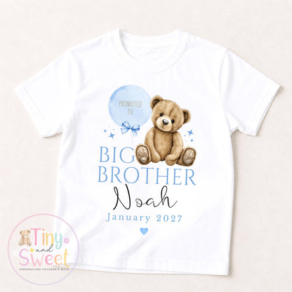 Personalised Big Brother T-Shirt – Custom Name Big Brother Outfit for Toddler – Pregnancy Announcement – New Baby Sibling Reveal Gift