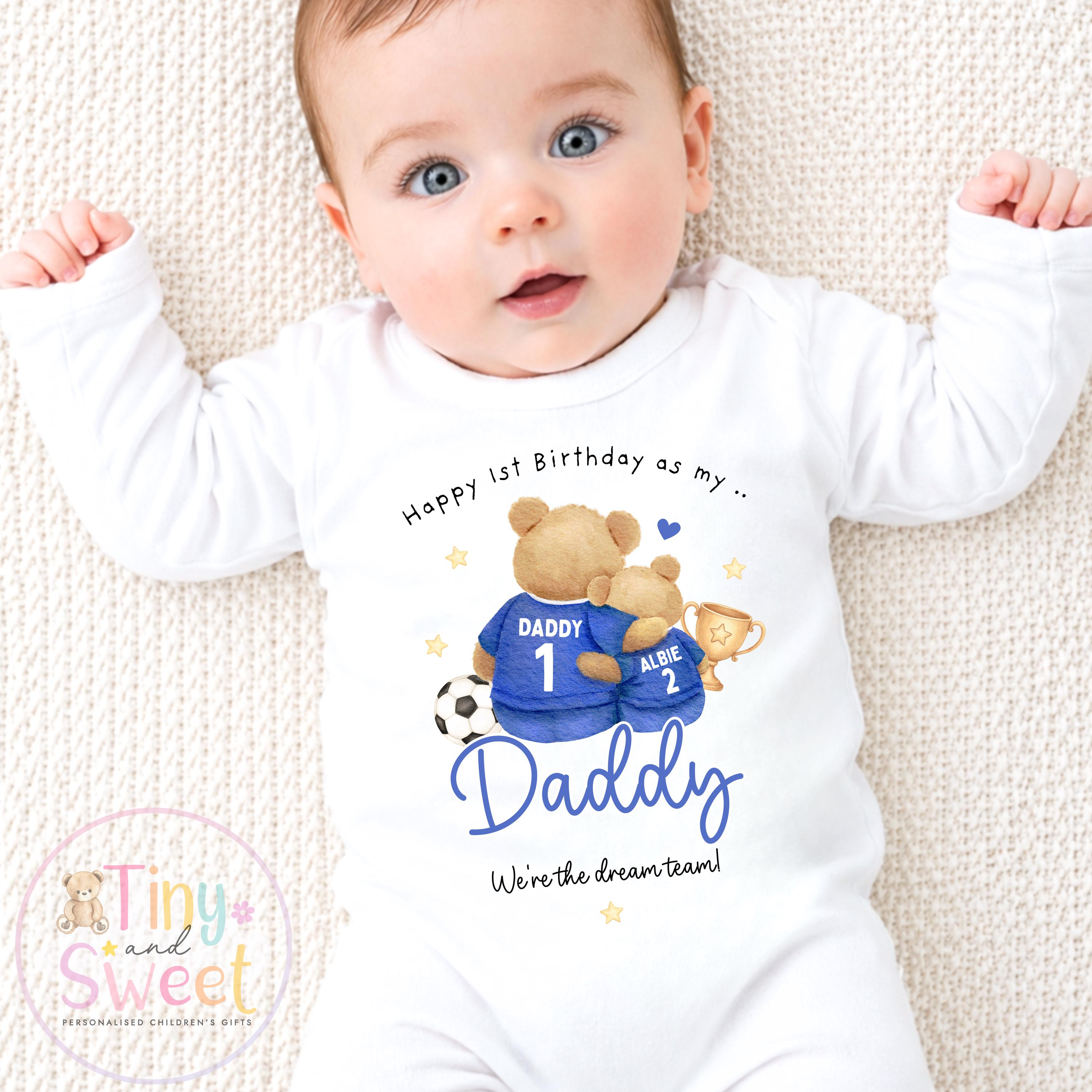 Happy Birthday Daddy, 1st Birthday as My Daddy Football Fan, New Dad Gift, Dad Birthday, Daddy Birthday, Sleepsuit Babygrow Bodysuit Dad