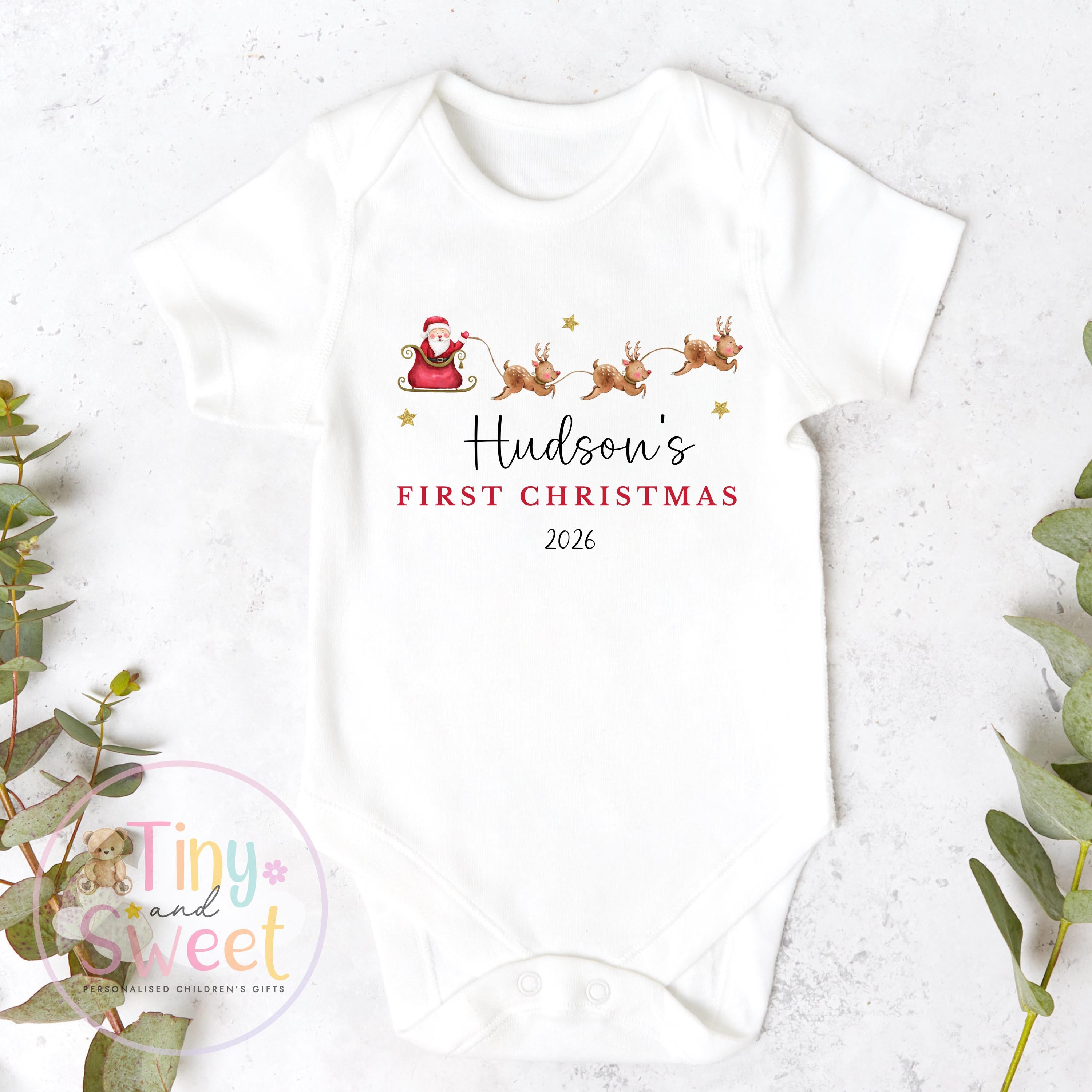 My First Christmas Sleepsuit, Personalised My First Christmas Babygrow, Baby’s 1st Christmas Outfit, Newborn Christmas Outfit, First Xmas