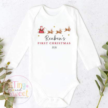 My First Christmas Sleepsuit, Personalised My First Christmas Babygrow, Baby’s 1st Christmas Outfit, Newborn Christmas Outfit, First Xmas