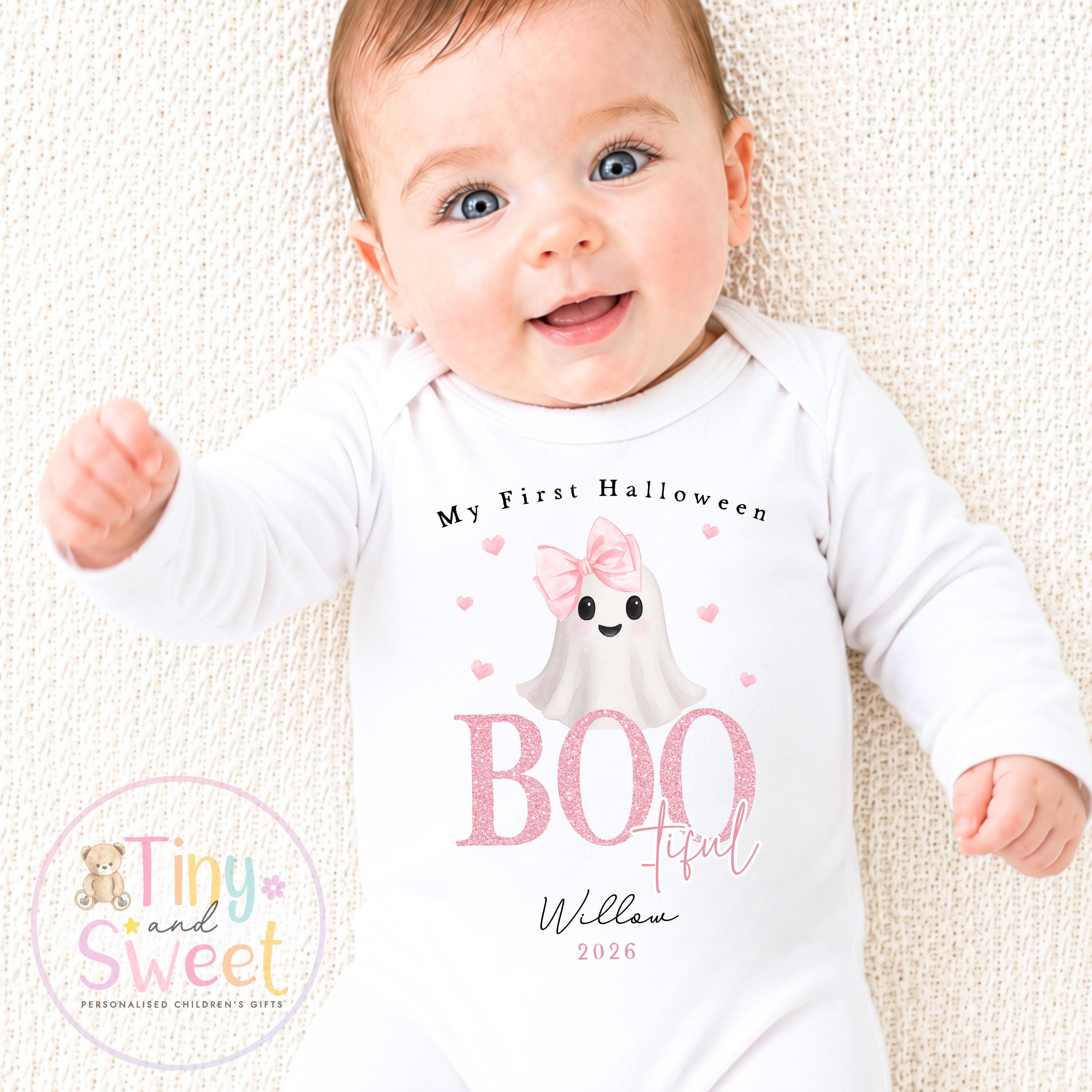 Personalised Bootiful First Halloween Sleepsuit
