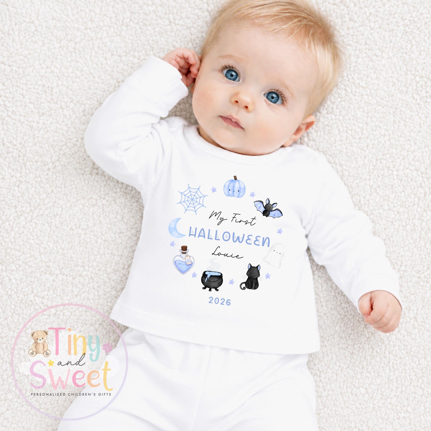 First Halloween Pink Wreath Personalised Sleepsuit