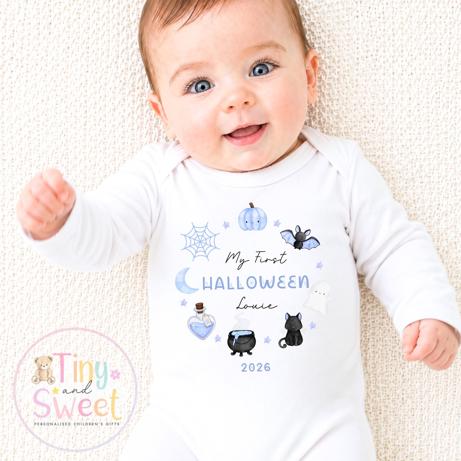 First Halloween Pink Wreath Personalised Sleepsuit