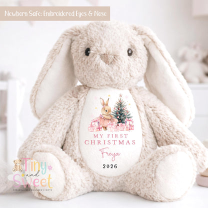 Pink Ballerina Bunny Personalised Christmas Soft Toy