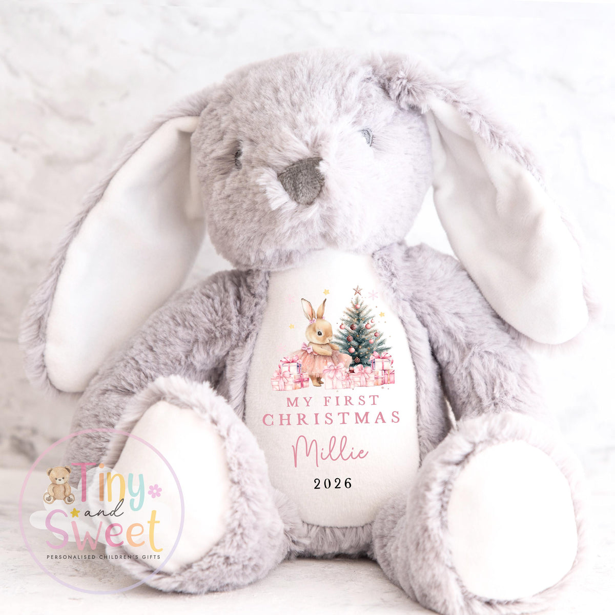 Pink Ballerina Bunny Personalised Christmas Soft Toy